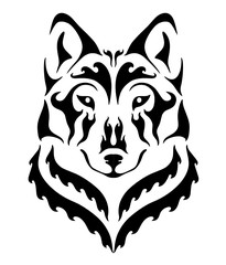 Wolf Head Tattoo Design Black and White Tribal