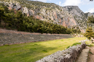 Delphi, Greece. The Stadium, one of the buildings of the ancient Sanctuary of Apollo in Delphi