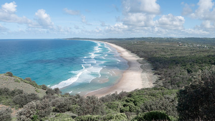 View of the iconic Byron Bay Beach with beautiful weather condition