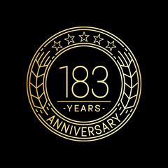 183 years anniversary logo template. 183rd line art vector and illustration.