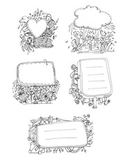 ink doodle black and white illustration sticker pack abstract