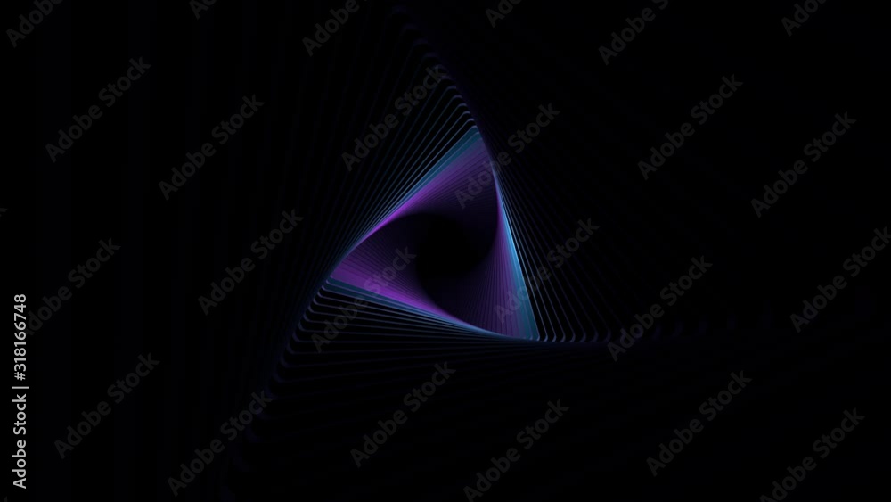 Poster duotone 3d render background with shining light inside dark geometry corridor. loopable animation.