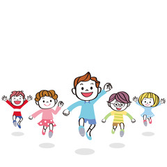 Naklejka premium 元気に走る子供達