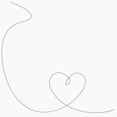 Love heart line drawing. Vector illustration