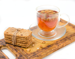homemade crackers with seeds and tea