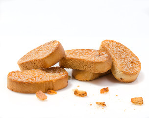 stack of zwieback sprinkled with sugar