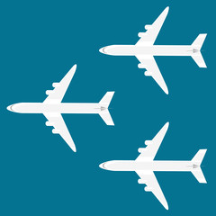 Airplanes on the sky background