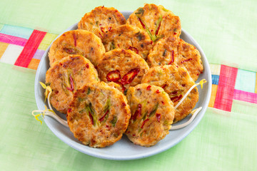Mung-bean pancake which is called Bindaetteok