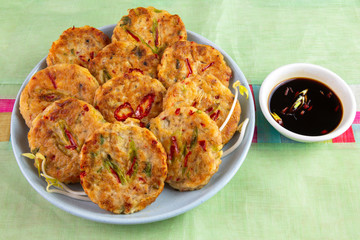 Mung-bean pancake which is called Bindaetteok