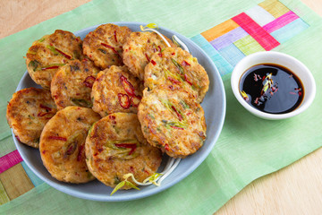 Mung-bean pancake which is called Bindaetteok