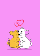 Happy valentine. Lovely couple of cute mouse in love ,