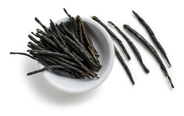 Tea Kuding on a white background. The view from the top