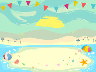 Fototapeta na wymiar Beach Party Buntings Background Illustration