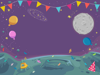 Naklejka na ściany i meble Party Outer Space Theme Buntings Background