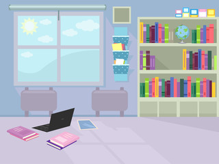 Study Area Library Table Setting Illustration