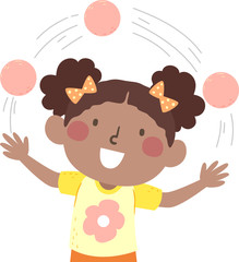 Kid Girl African Juggle Ball Illustration