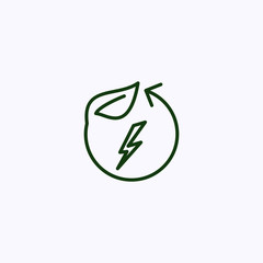 Renewable energy arrow with leaf and charge symbol