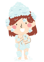 Kid Toddler Girl Body Wash Illustration