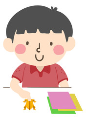 Kid Boy Paper Frog Race Make Illustration