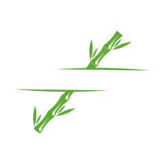 Bamboo logo template. Green bamboo trees vector design. Bamboo stem logotype