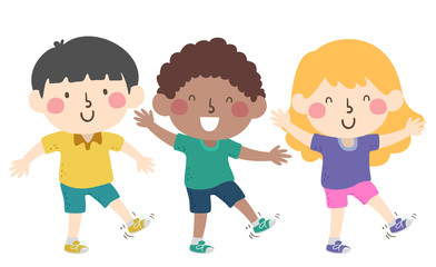 Kids Shake Your Left Foot Illustration