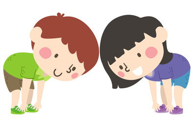 Kids Touch Your Toes Illustration