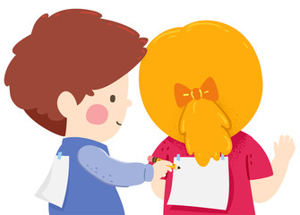 Kids Write Paper Back Illustration