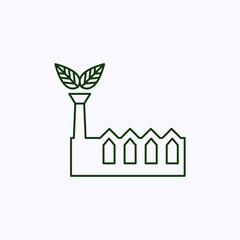 Factory building icon with stack with leaves