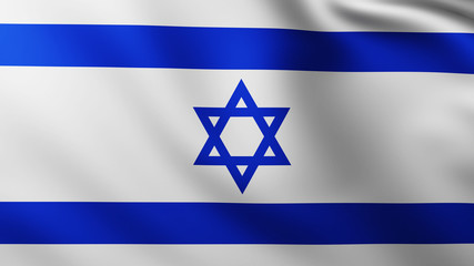 Large Flag of Israel background in the wind