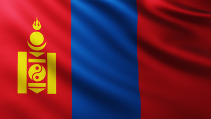 Large Flag of Mongolia background in the wind