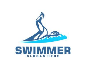 Swimming logo designs vector, Creative Swimmer logo Vector