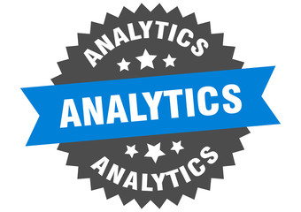 analytics sign. analytics circular band label. round analytics sticker