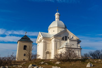 Fototapeta na wymiar Holy Hill (Svaty Kopecek) with Saint Sebastian chapel. Mikulov, South Moravian region. Czech Republic.