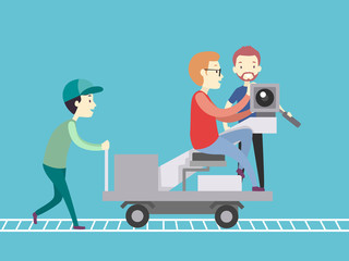 Obraz premium People Man Dolly Operator Illustration