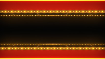 Red marquee light board sign retro on white background. 3d rendering