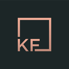 Letter K F Logo design with square frame line art. business consulting concept. studio,room,group icon. Suitable for business, consulting group company. - vector