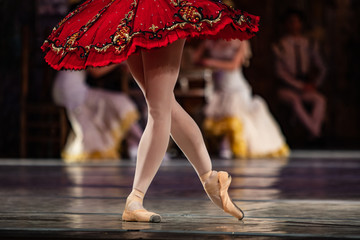 Don Quixote ballet. Closeup of ballerinas dancing