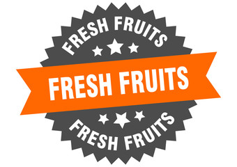 fresh fruits sign. fresh fruits circular band label. round fresh fruits sticker
