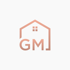 letter G M with Real Estate element. home concept Construction logo template, Home and Real Estate icon. Housing Complex Simple Vector Logo Template. - vector