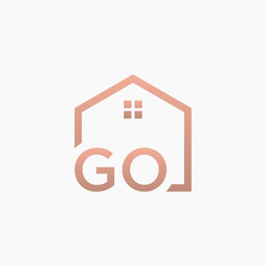 letter G O with Real Estate element. home concept Construction logo template, Home and Real Estate icon. Housing Complex Simple Vector Logo Template. - vector