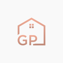 letter G P with Real Estate element. home concept Construction logo template, Home and Real Estate icon. Housing Complex Simple Vector Logo Template. - vector