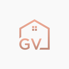 letter G V with Real Estate element. home concept Construction logo template, Home and Real Estate icon. Housing Complex Simple Vector Logo Template. - vector