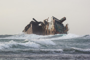 ruined body of shipwreck near Tarkhankut, Krimea