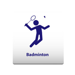 Badminton sport Symbol. stickman solid icon.vector illustration