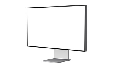 Computer monitor mockup isolated on white background - side view. Vector illustration