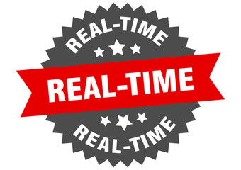 real-time sign. real-time circular band label. round real-time sticker