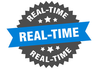 real-time sign. real-time circular band label. round real-time sticker