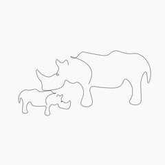 Rhinoceros continuous line drawing vector illustration