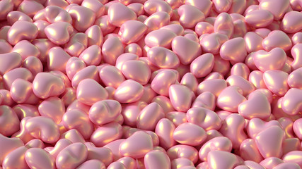 Obraz premium Beautiful background with hearts, Happy Valentine's Day! 3d illustration, 3d rendering.