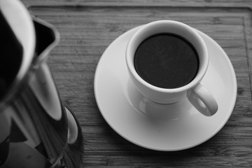 Coffee in a café with white cup